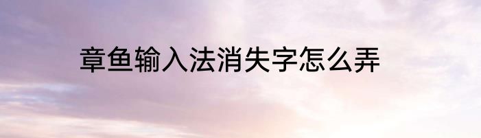 章鱼输入法消失字怎么弄