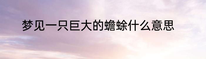 梦见一只巨大的蟾蜍什么意思