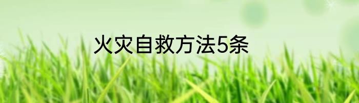 火灾自救方法5条