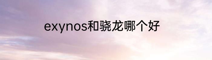 exynos和骁龙哪个好