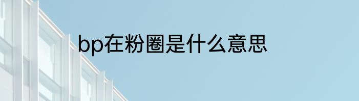 bp在粉圈是什么意思