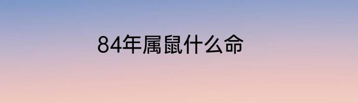 84年属鼠什么命