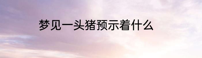 梦见一头猪预示着什么
