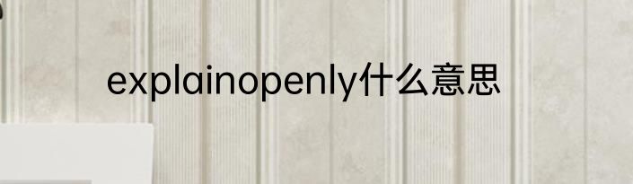 explainopenly什么意思
