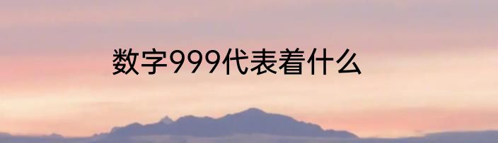 数字999代表着什么