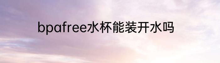 bpafree水杯能装开水吗