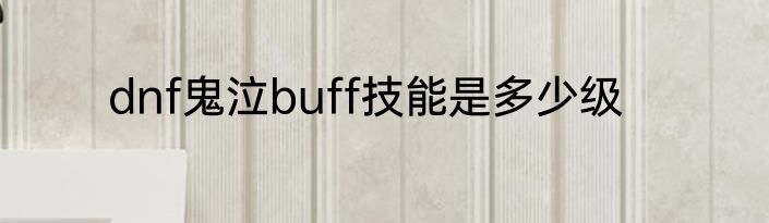 dnf鬼泣buff技能是多少级
