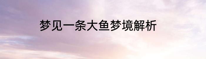 梦见一条大鱼梦境解析