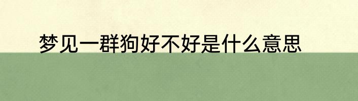 梦见一群狗好不好是什么意思