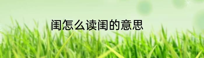 闺怎么读闺的意思