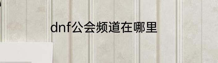 dnf公会频道在哪里