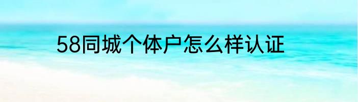 58同城个体户怎么样认证
