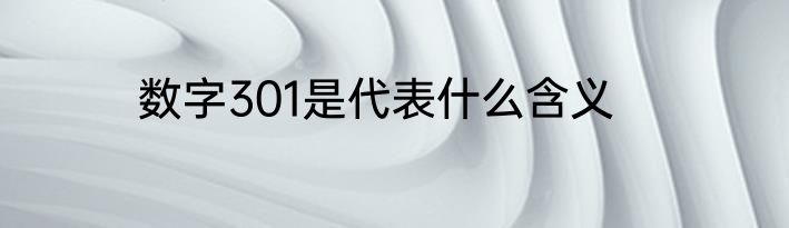 数字301是代表什么含义