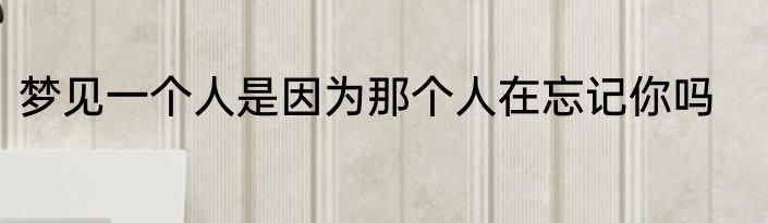 梦见一个人是因为那个人在忘记你吗