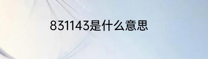 831143是什么意思