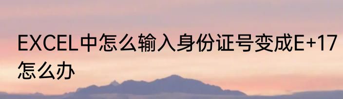 EXCEL中怎么输入身份证号变成E+17怎么办