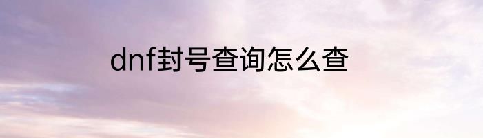 dnf封号查询怎么查