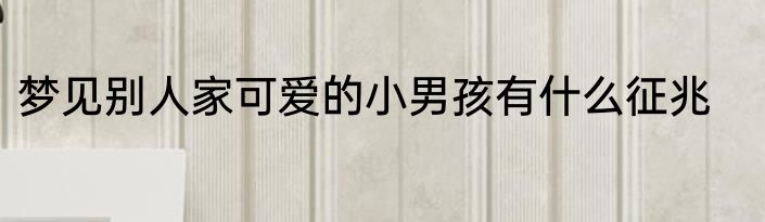 梦见别人家可爱的小男孩有什么征兆