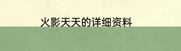火影天天的详细资料