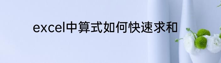 excel中算式如何快速求和