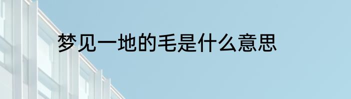 梦见一地的毛是什么意思