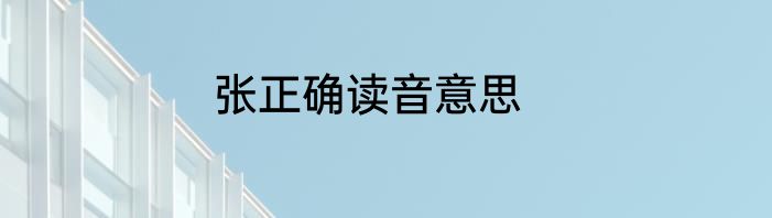 张正确读音意思
