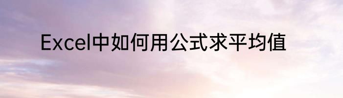 Excel中如何用公式求平均值