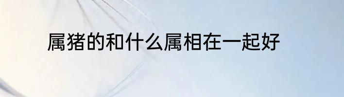属猪的和什么属相在一起好