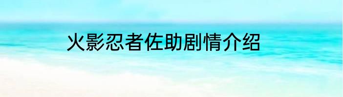 火影忍者佐助剧情介绍