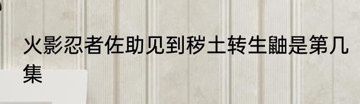 火影忍者佐助见到秽土转生鼬是第几集