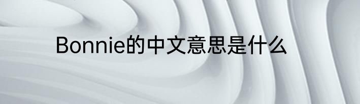 Bonnie的中文意思是什么