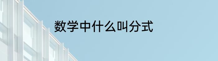 数学中什么叫分式