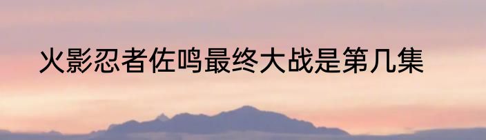 火影忍者佐鸣最终大战是第几集