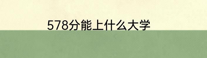 578分能上什么大学