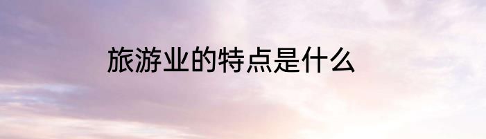旅游业的特点是什么