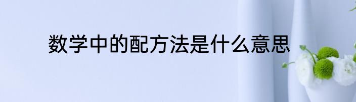 数学中的配方法是什么意思