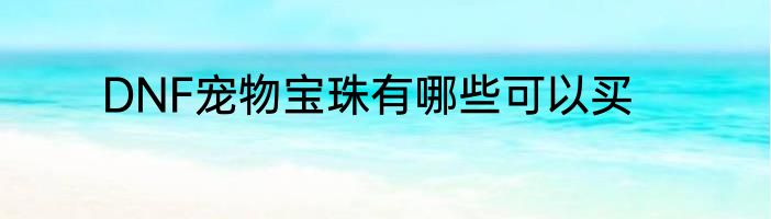 DNF宠物宝珠有哪些可以买