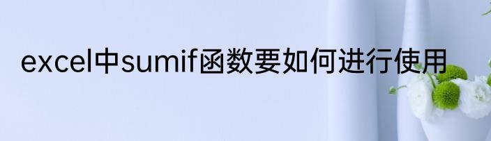 excel中sumif函数要如何进行使用