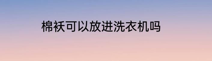 棉袄可以放进洗衣机吗
