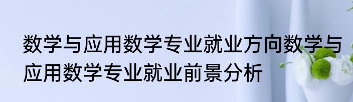 数学与应用数学专业就业方向数学与应用数学专业就业前景分析