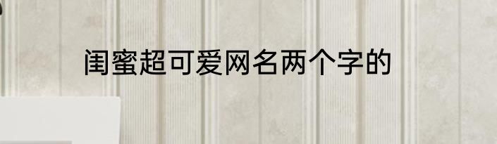 闺蜜超可爱网名两个字的