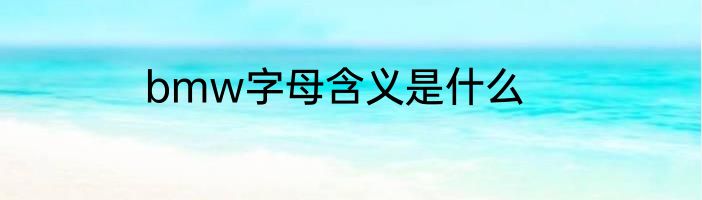 bmw字母含义是什么