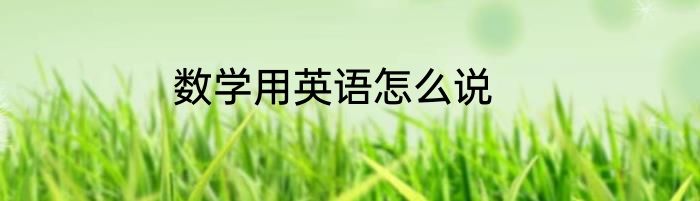 数学用英语怎么说