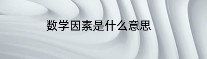 数学因素是什么意思
