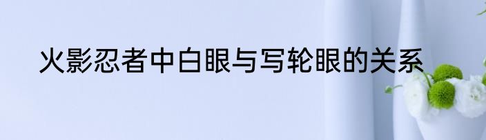 火影忍者中白眼与写轮眼的关系