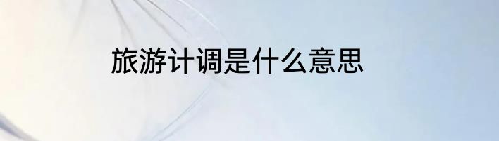 旅游计调是什么意思
