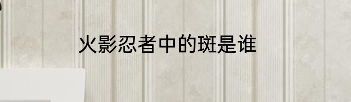 火影忍者中的斑是谁