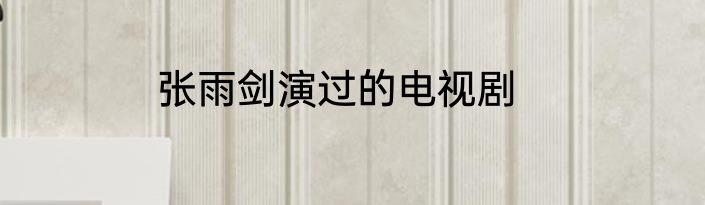 张雨剑演过的电视剧