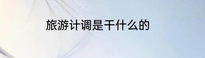 旅游计调是干什么的
