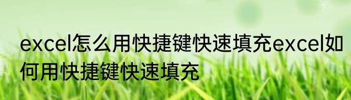 excel怎么用快捷键快速填充excel如何用快捷键快速填充